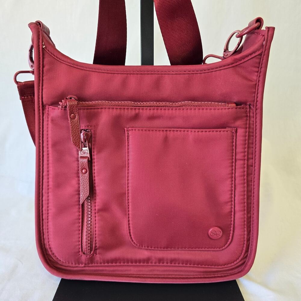 Samantha Brown Luggage to Go Travel Crossbody Bag Burgundy Adventure Explore
